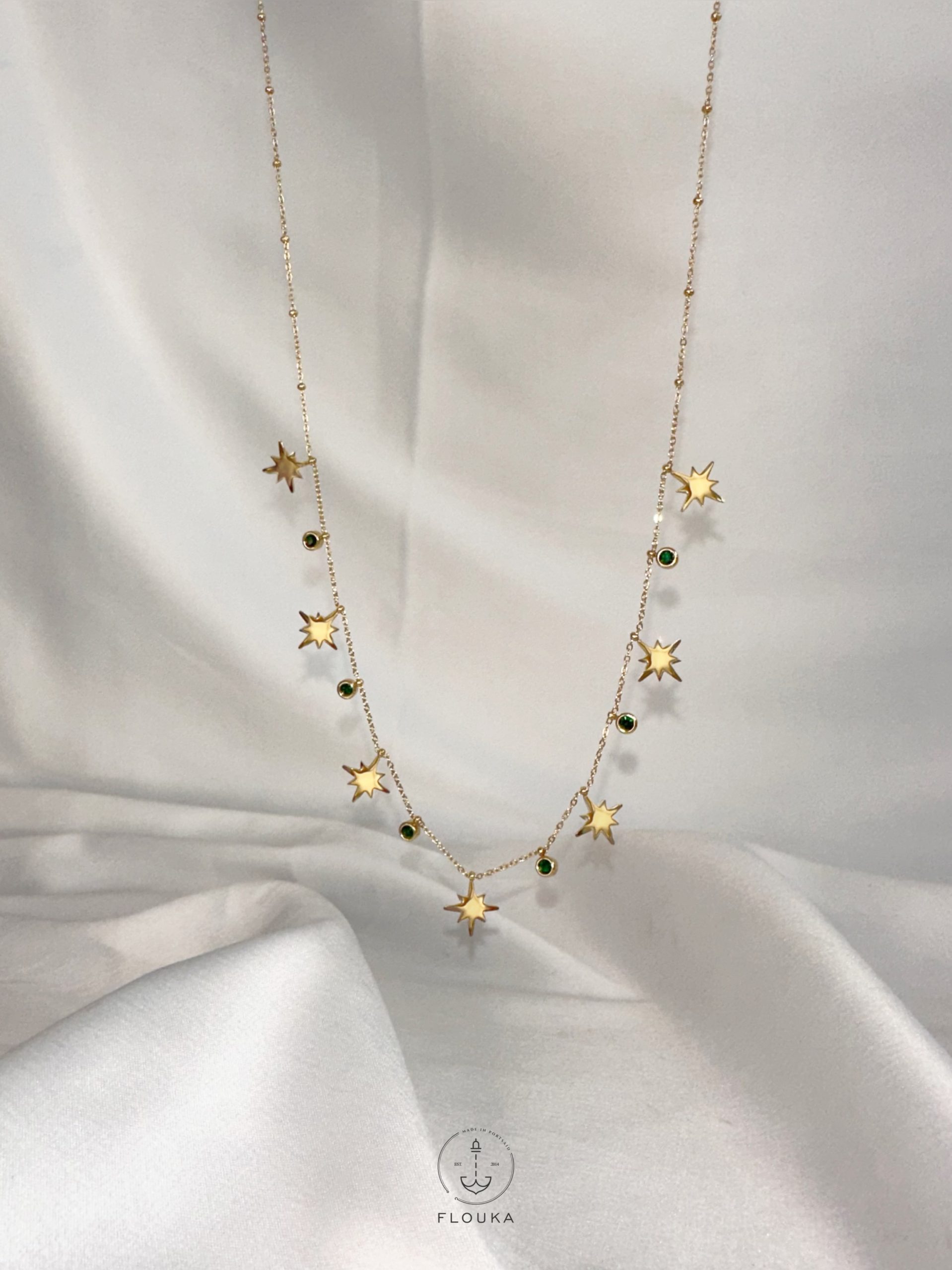 1694878628_GREEN202.jpg Crazy stars green necklace