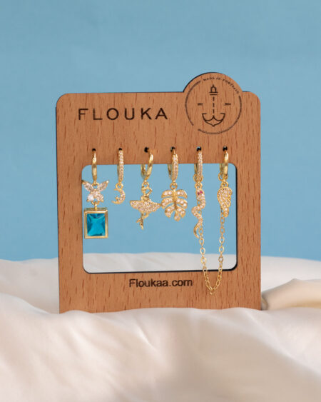 baby blue earrings card gold plated