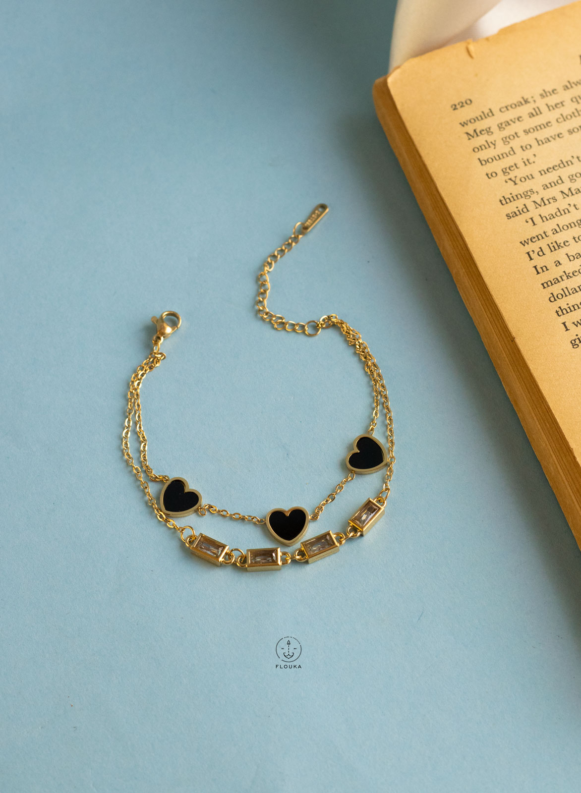 1719852385_b0180.jpg double layer black heart stres bracelet