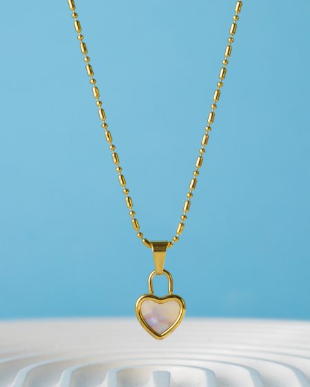 gold colourful heart necklace