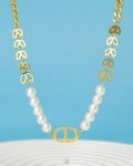 gold CD fake pearl necklace