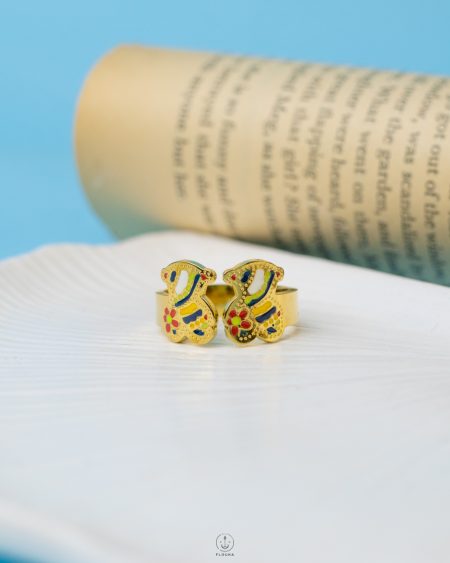 gold colourful bear ring