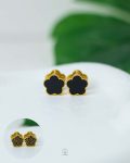 flower double face gold earrings