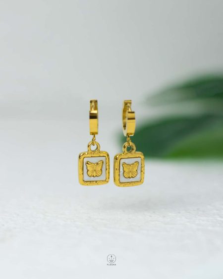 white butterfly earrings
