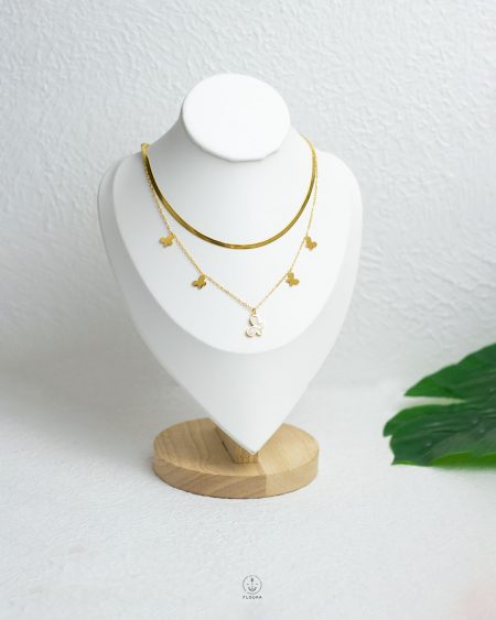 double layer kind butterfly necklace