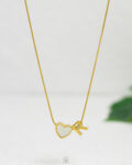 thin white heart letter R necklace