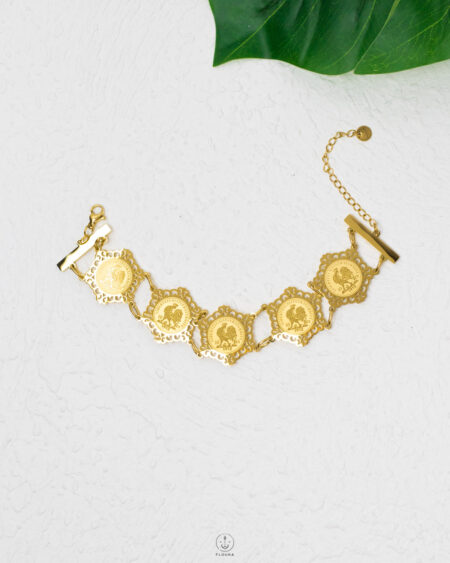gold five chains coin bracelet