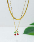 double layer cherry necklace