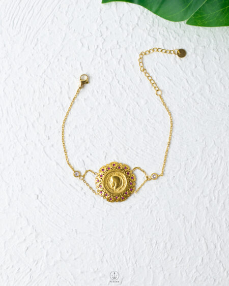 purple straus coin bracelet