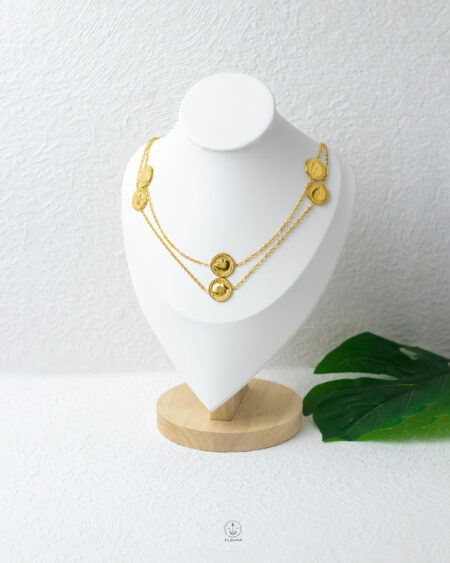 gold double layer coin necklace