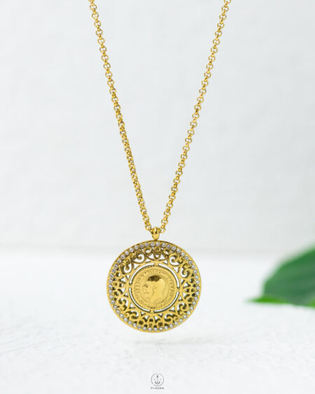 gold wide coin necklace