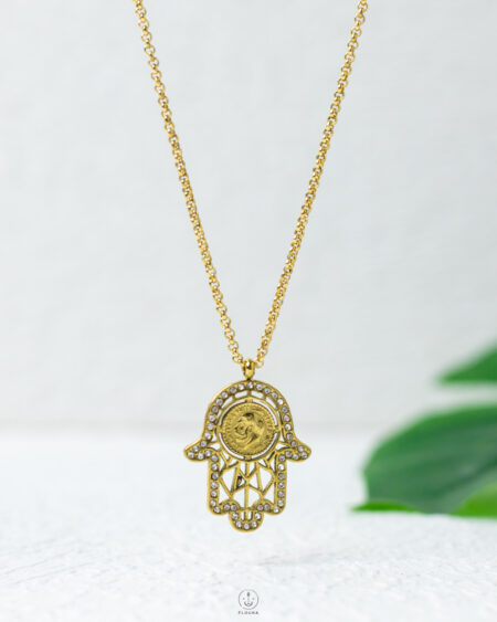 gold palm coin necklace