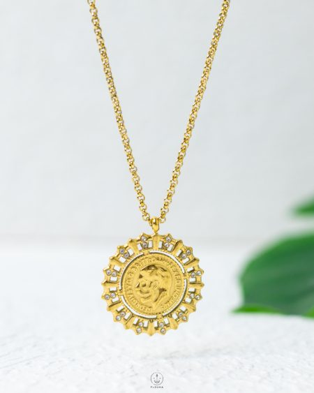 gold net coin necklace