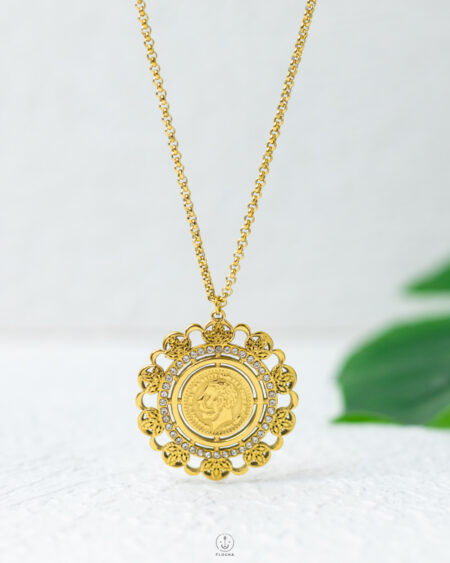 gold wide coin necklace