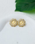 gold curvy coin earrings