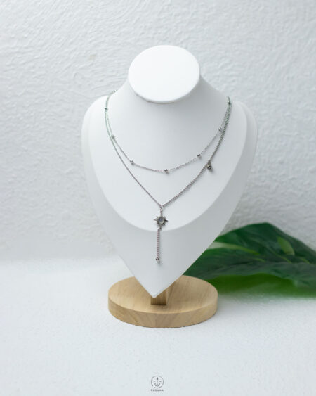 double layer SUN silver necklace