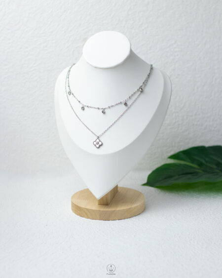 double layer straus vancleef silver necklace