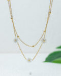 double layer white flower necklace