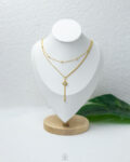 double layer white sun necklace