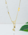 pearl butterfly gold necklace