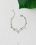 double layer heart silver bracelet