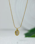 gray cat eye gold necklace