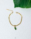 gold snake green bar bracelet