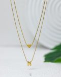 double layer letter N gold necklace