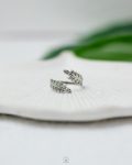 double leafs silver ring