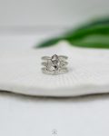 three layer palm moon silver ring