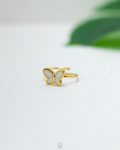 white butterfly free size gold ring