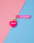 hot PINK Barbie heart rabber keychain
