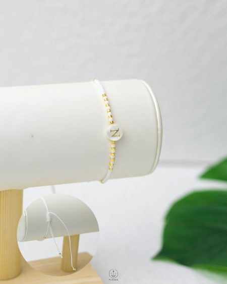 white letter ( n ) hand made bracelet