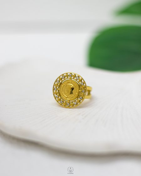 WHITE straus coin free size ring