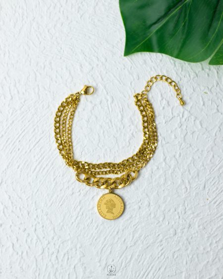 three layer coin gold bracelet