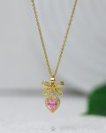 crystal pink diamond & strus tie necklace