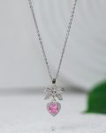crystal pink diamond & strus tie necklace