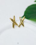 X shape gold earings