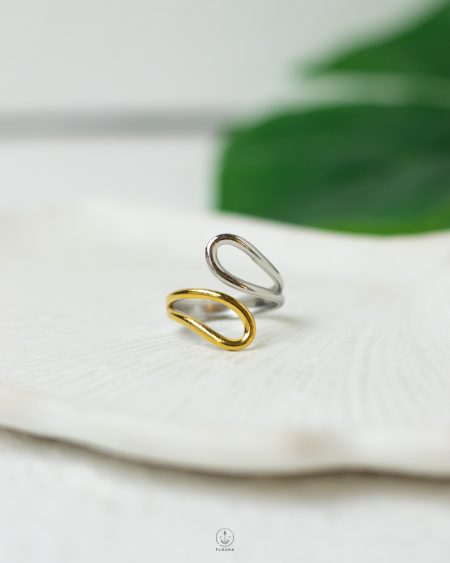 free size mix color silver and gold ring
