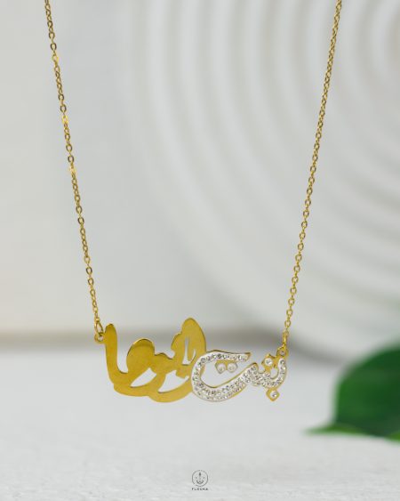 mix silver & gold bent abouha necklace