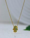 mix turquoise and gold palm necklace