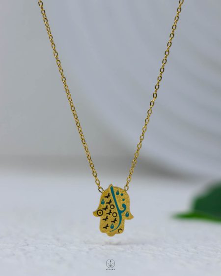 mix turquoise and gold palm necklace