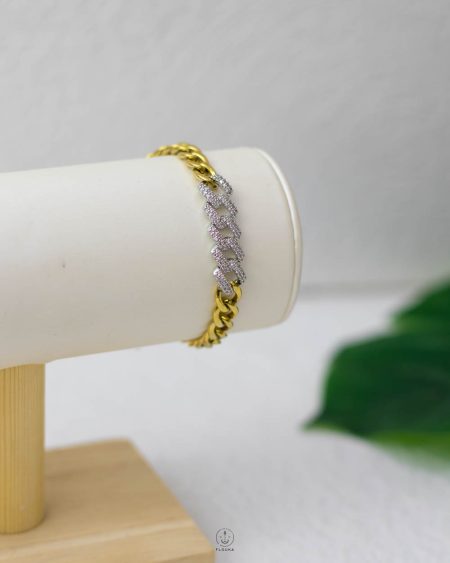 WHITE STRUES BELT CHINE GOLD BRACELET