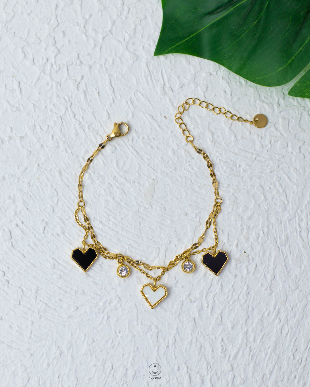 1752526573_b0893.jpg doble layer white and gold haert white strues chain bracelet