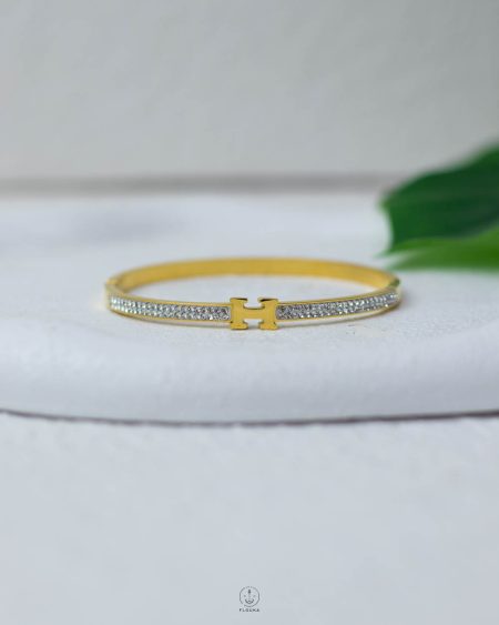 letter H white straus gold bracelet