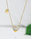 litter R gold heart necklace