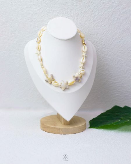 free size summer Beige seashell and stars necklace