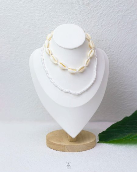 summer double layer white seashell necklace