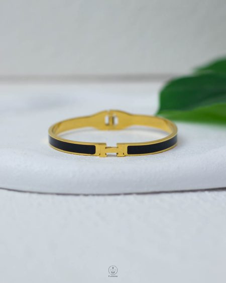 letter H black & gold bracelet