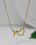 litter Y gold trendy heart necklace